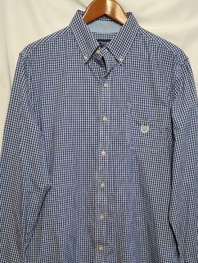 Chaps Blue & White Gingham Button-Down Shirt